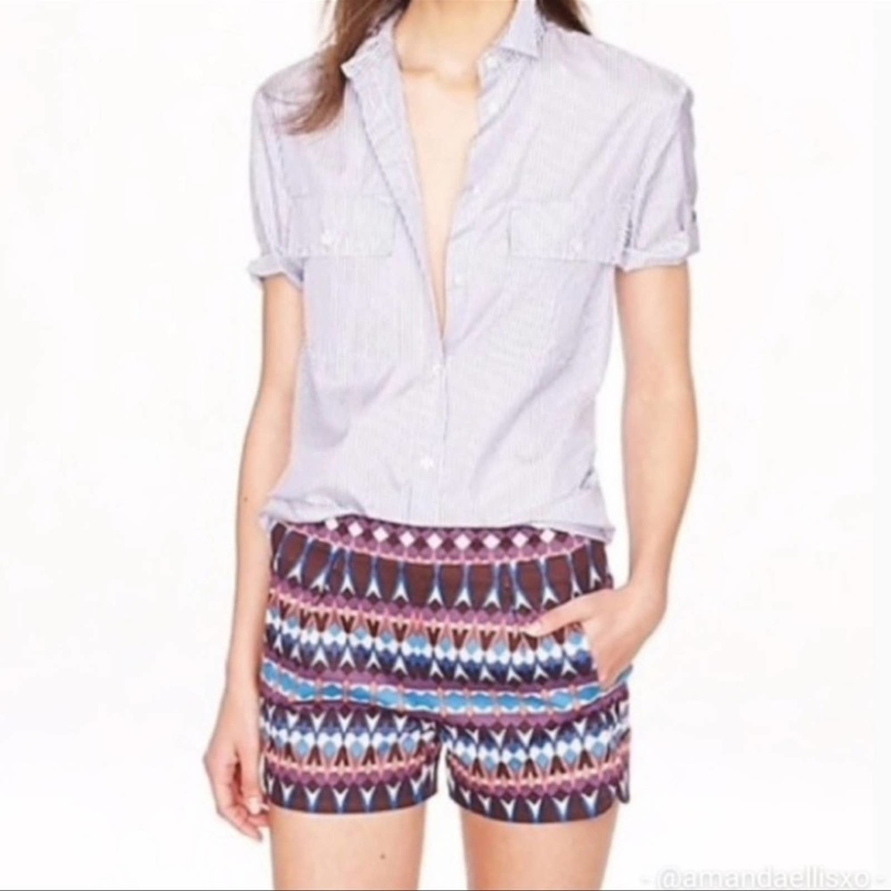 J. Crew Aztec Tribal Print Chino Bermuda Shorts Size 8 - Picture 8 of 8